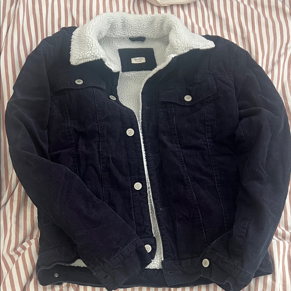 Black Corduroy Jacket with White Sherpa Lining